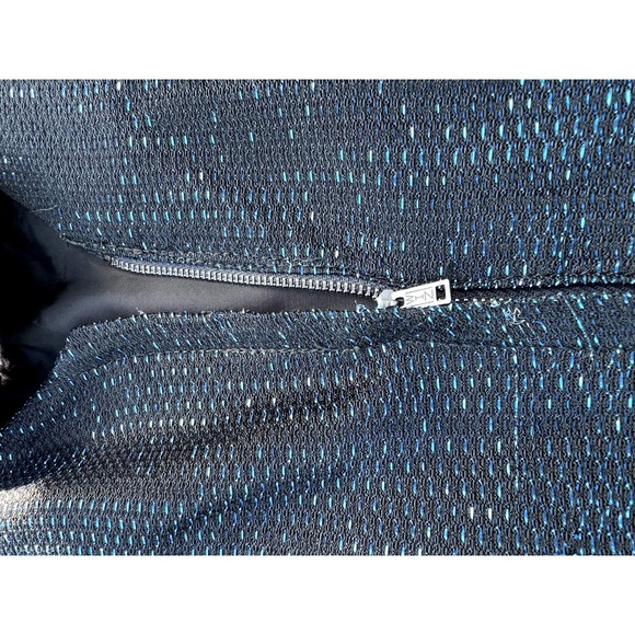 80’s Metallic Blue Threaded Sheath Dress - Picture 8 of 11